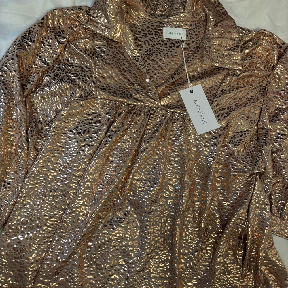 Adrienne Gold Textured Animal Print top